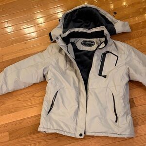Men's Beige Ski Jacket with Black Accents